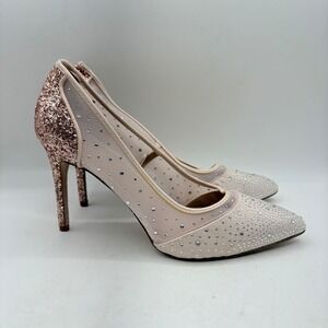 BCBGeneration Hivana Pumps Blush Pink Mesh Rhinestone Glitter Heels GN220465 11M